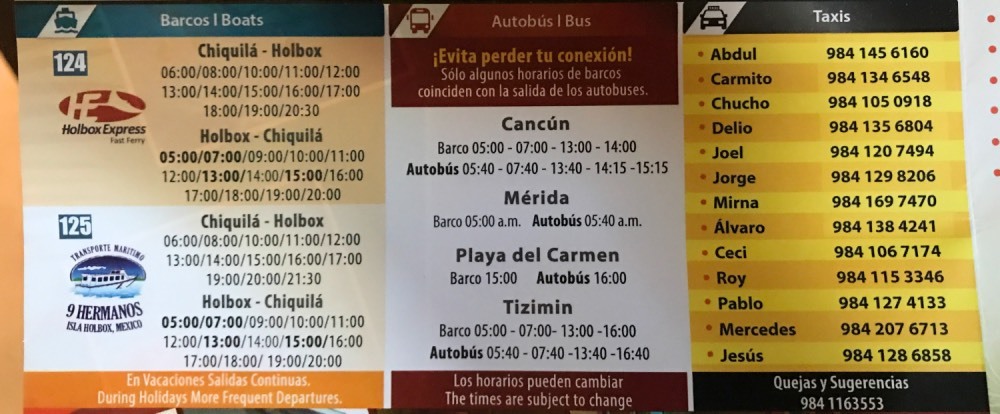 Horario ferry holbox chiquila